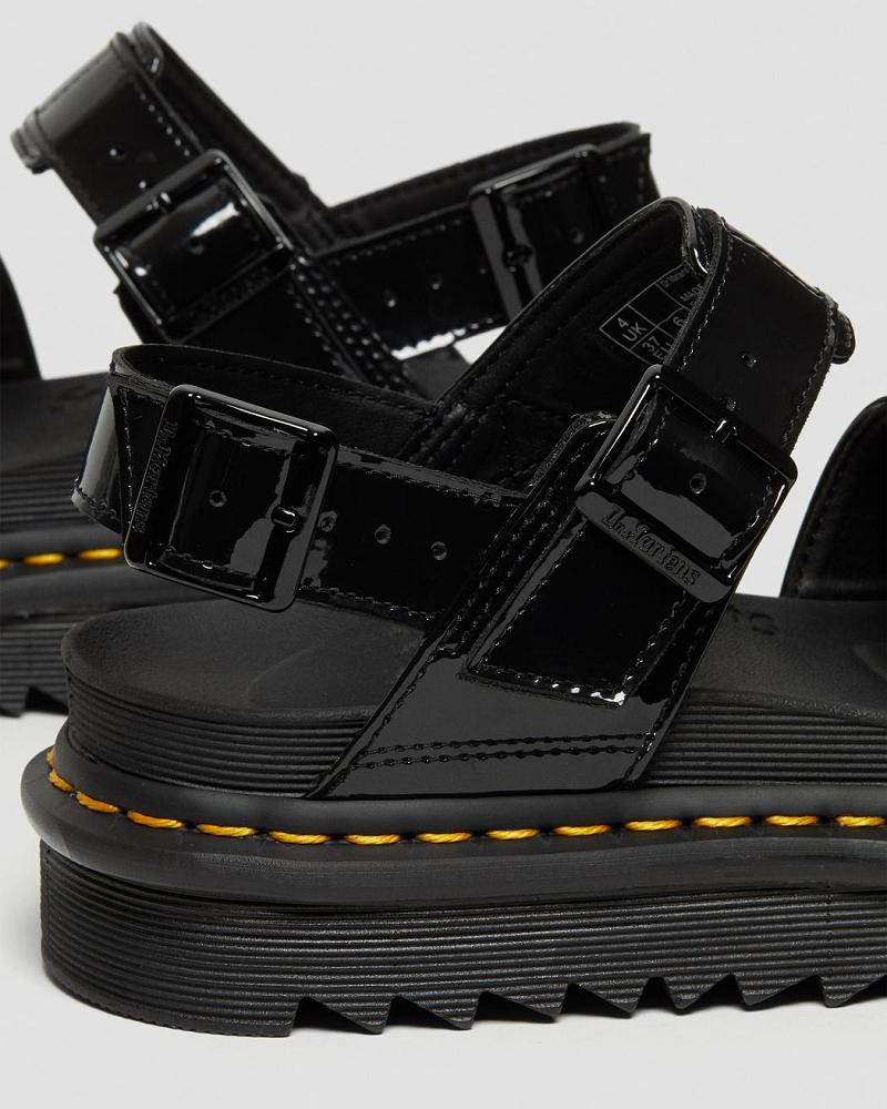 Dr Martens Voss Lak Leren Sandalen Met Riem Dames Zwart | NL 460XYU